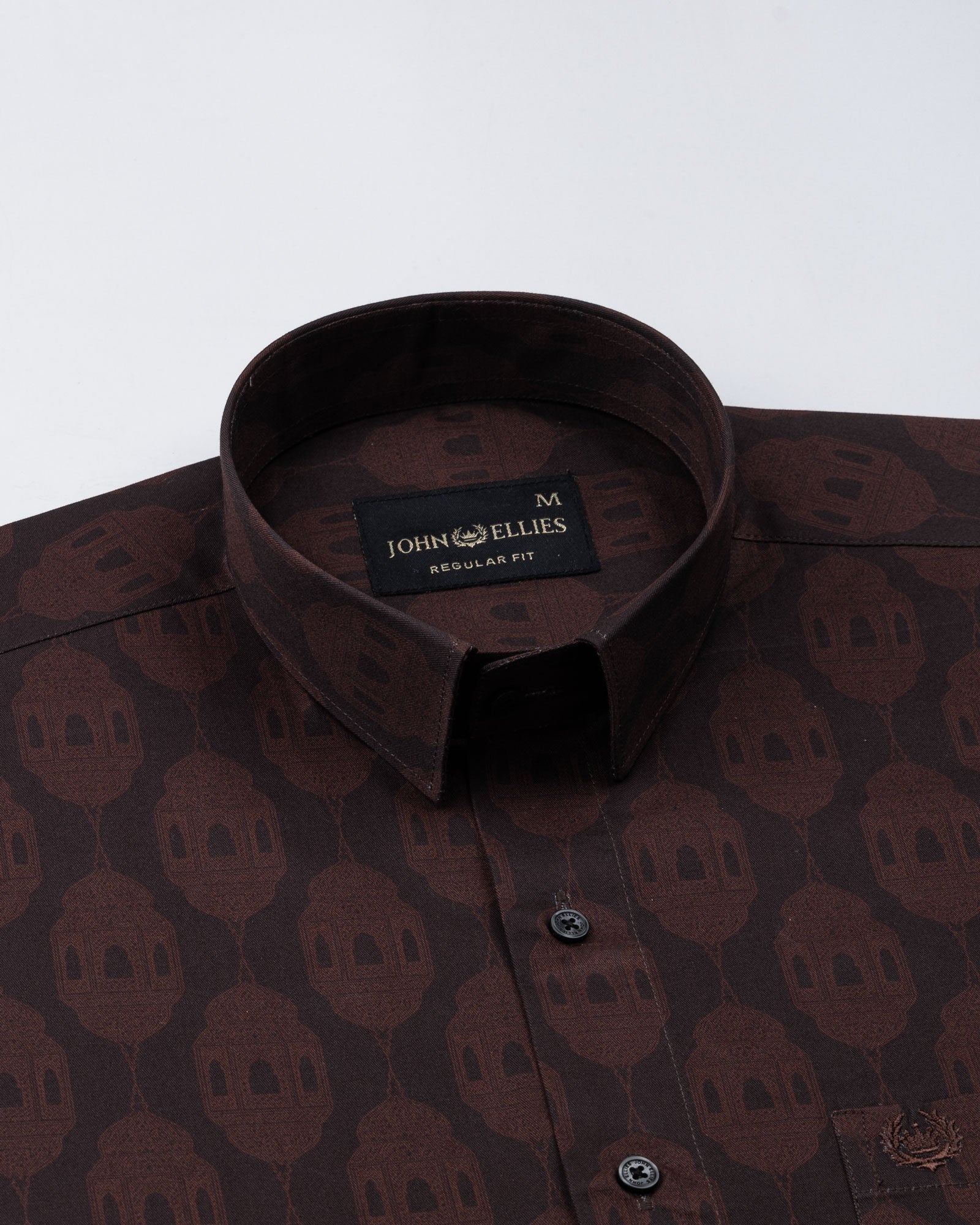 Merger Brown Printed Cotton Shirt - John Ellies