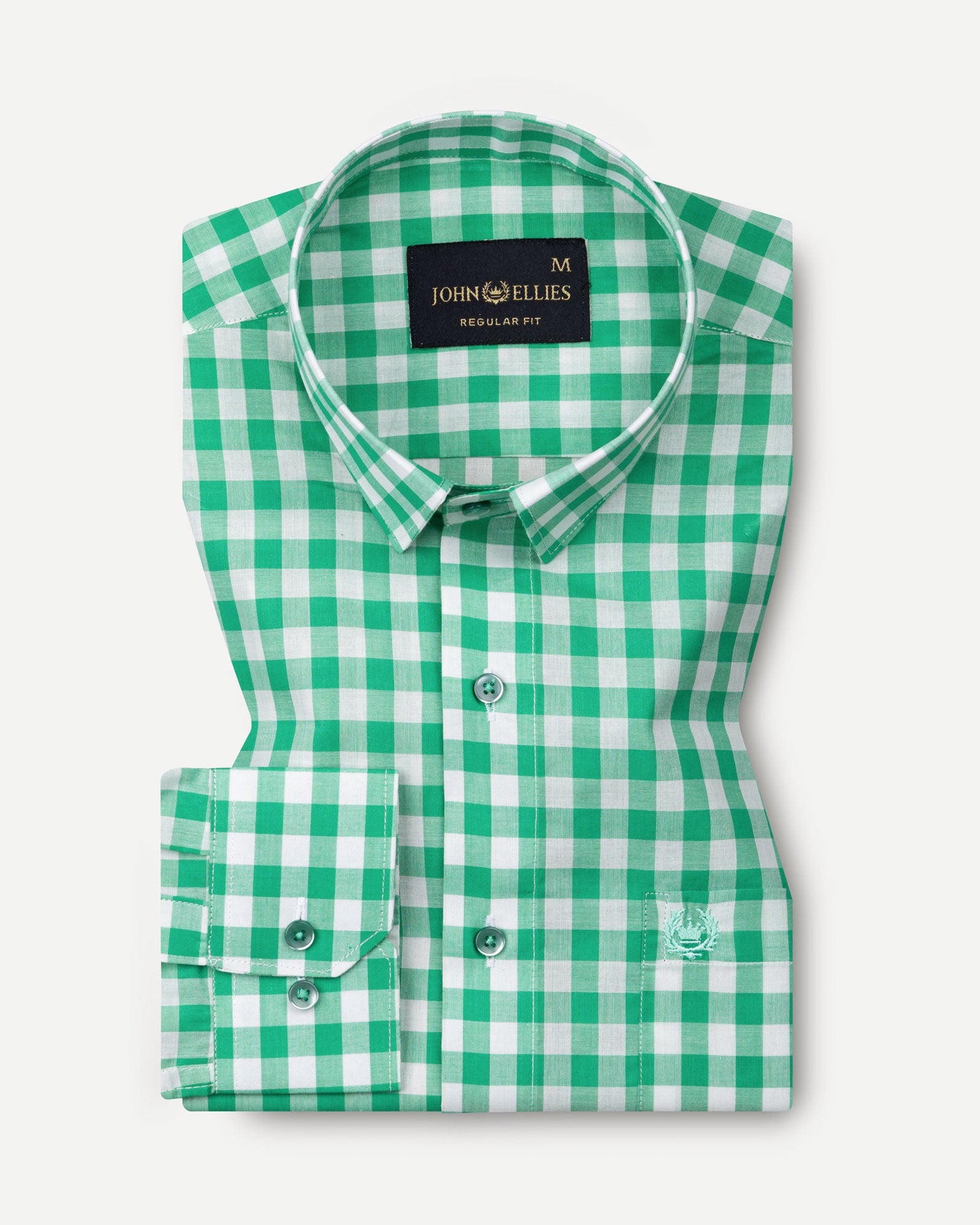 Santh Green Gingham Check Cotton Shirt - John Ellies