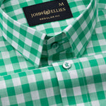 Santh Green Gingham Check Cotton Shirt - John Ellies
