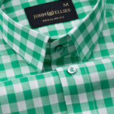 Santh Green Gingham Check Cotton Shirt - John Ellies