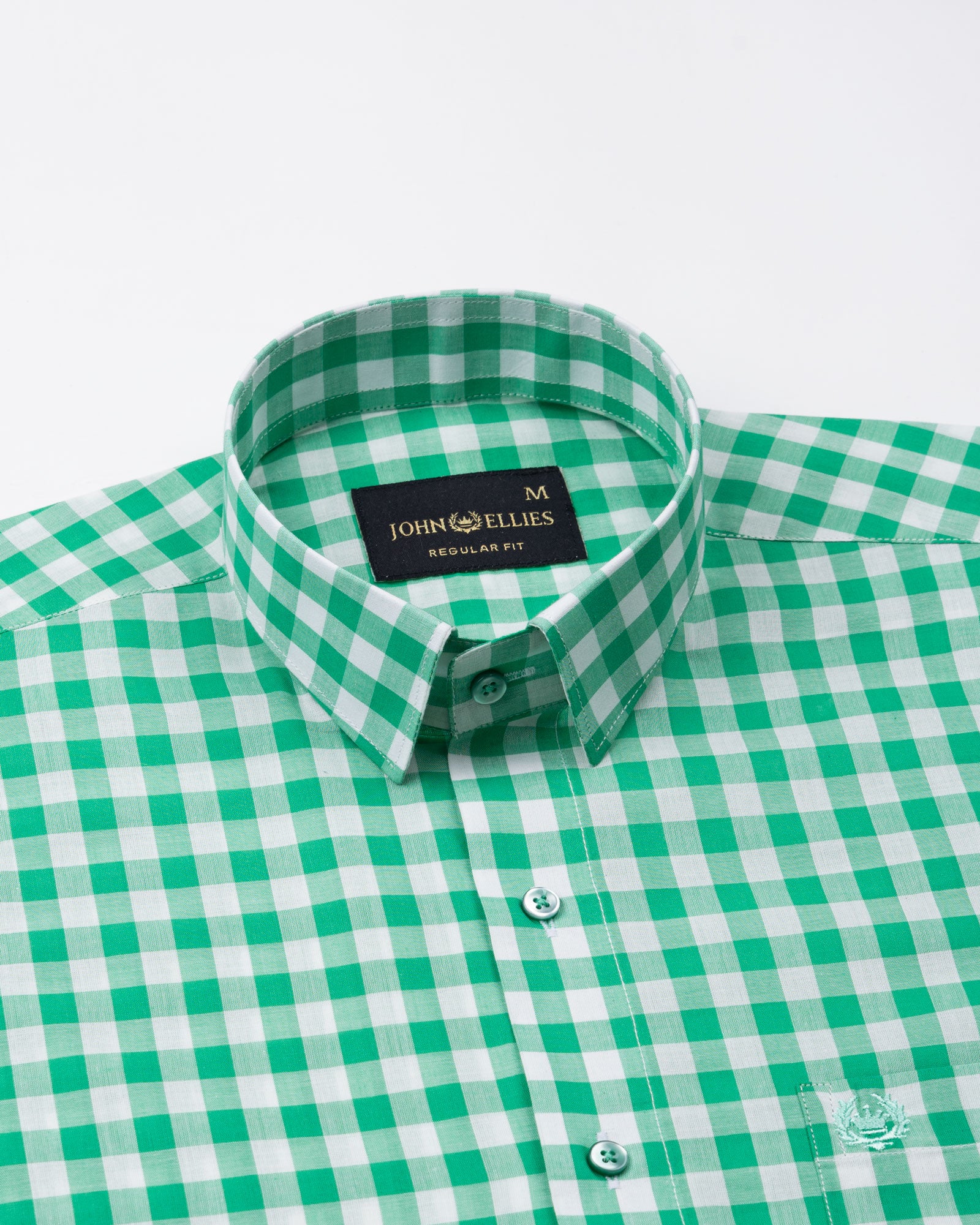 Santh Green Gingham Check Cotton Shirt - John Ellies