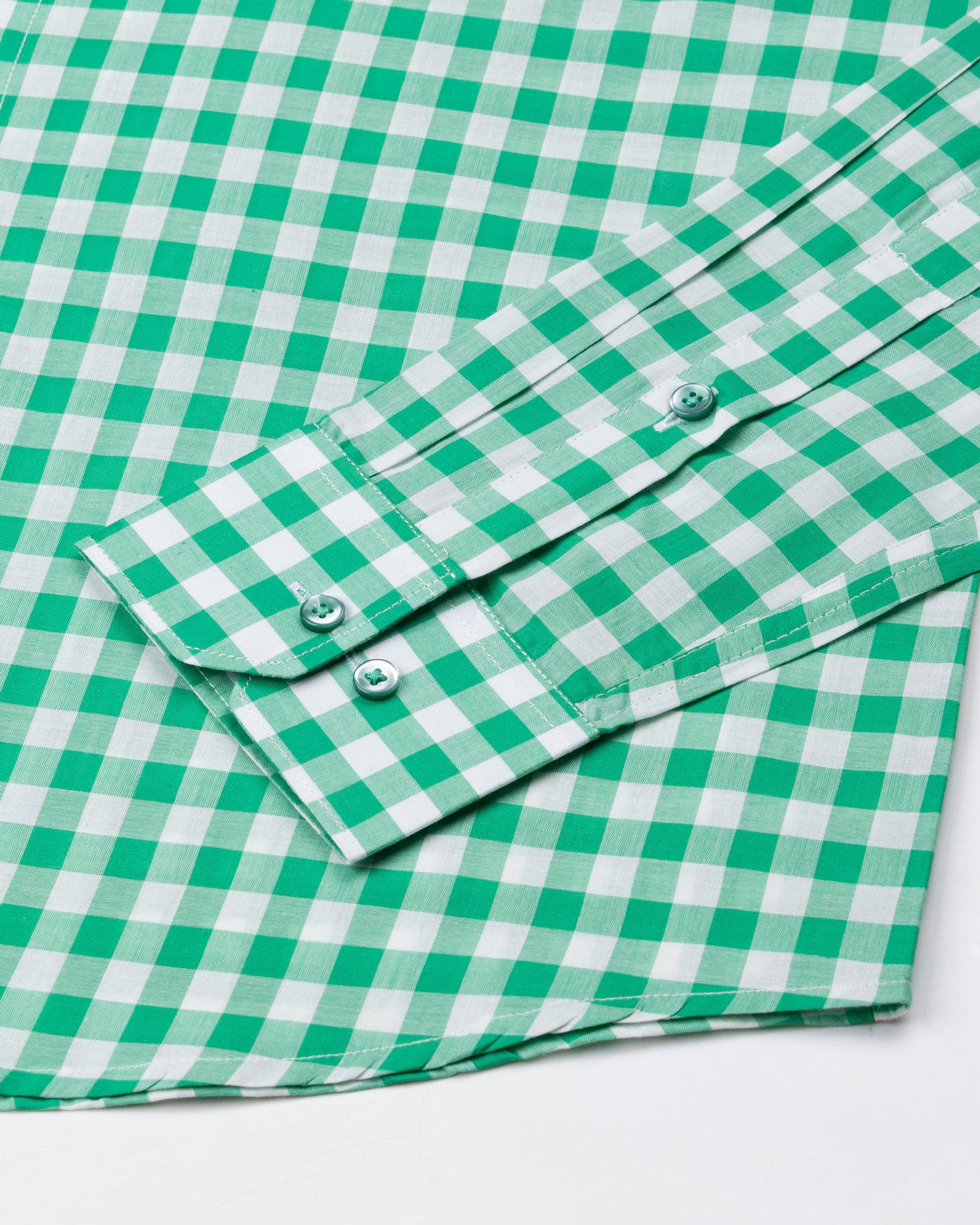 Santh Green Gingham Check Cotton Shirt - John Ellies