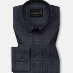Santh Dark Navy Blue Wales Check Cotton Shirt - John Ellies