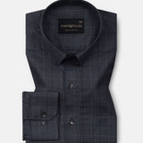 Santh Dark Navy Blue Wales Check Cotton Shirt - John Ellies