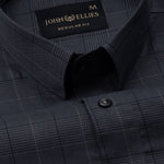 Santh Dark Navy Blue Wales Check Cotton Shirt - John Ellies