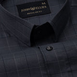 Santh Dark Navy Blue Wales Check Cotton Shirt - John Ellies