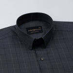 Santh Dark Navy Blue Wales Check Cotton Shirt - John Ellies