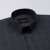 Santh Dark Navy Blue Wales Check Cotton Shirt - John Ellies