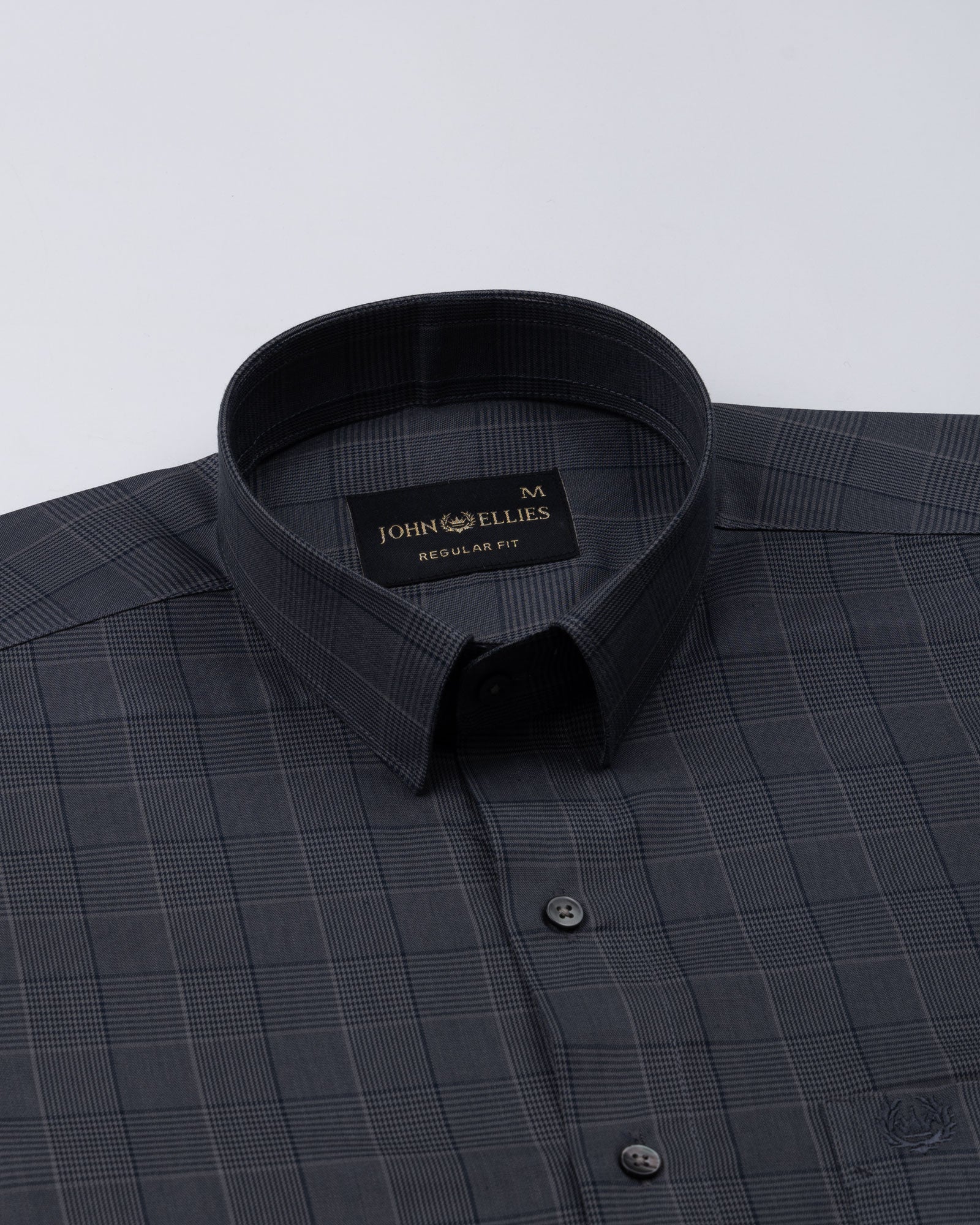 Santh Dark Navy Blue Wales Check Cotton Shirt - John Ellies