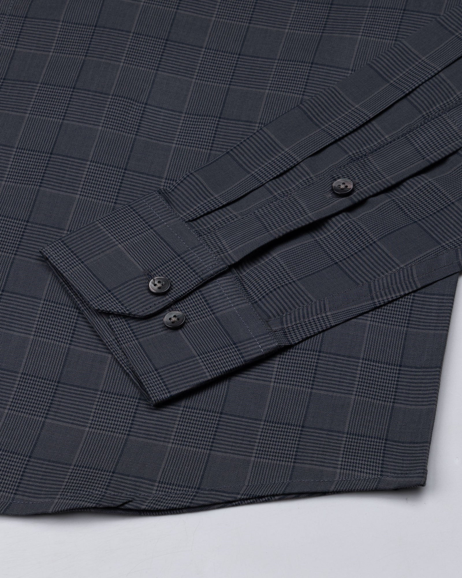 Santh Dark Navy Blue Wales Check Cotton Shirt - John Ellies