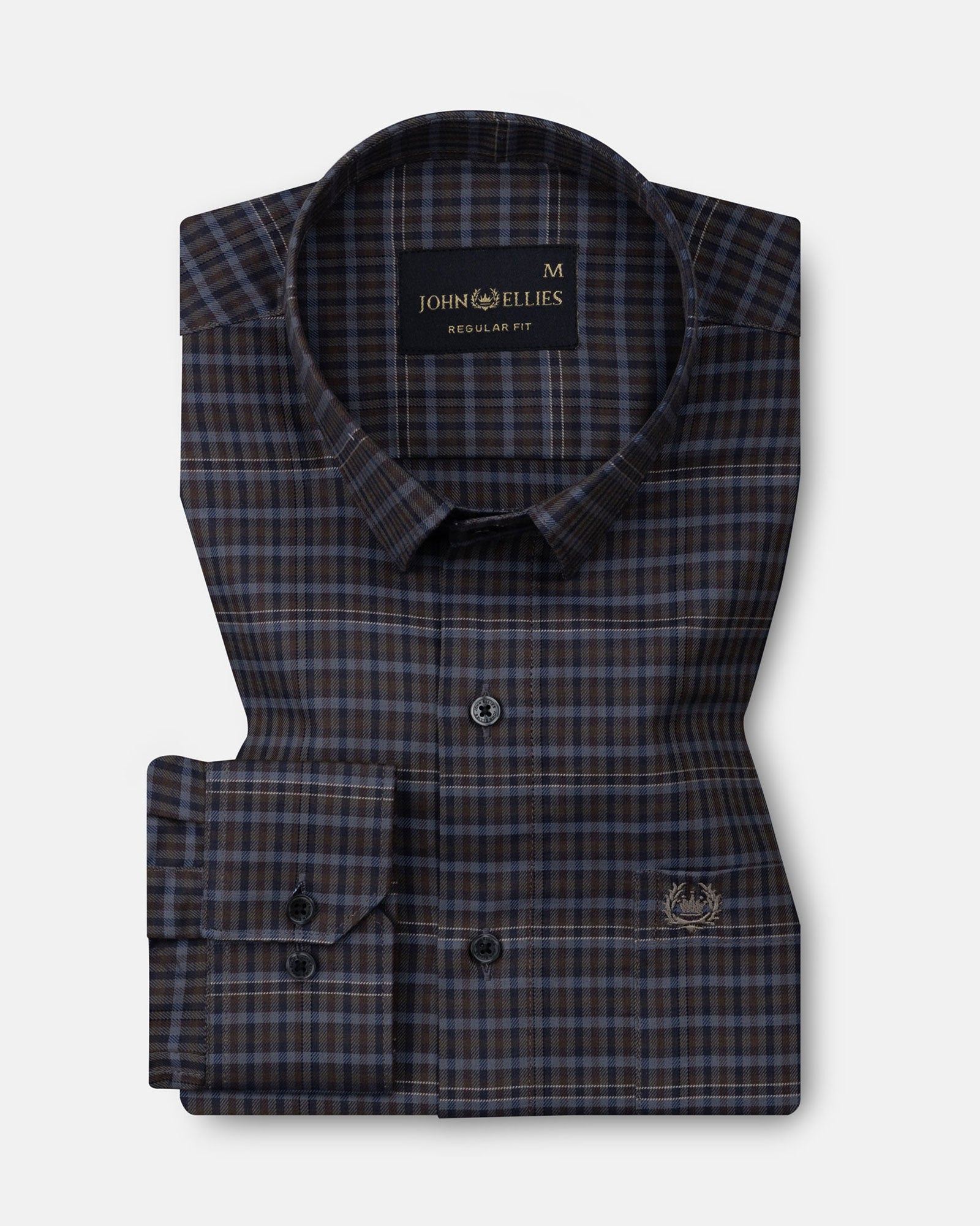 Santh Grey Tartan Check Cotton Shirt - John Ellies