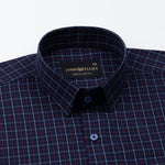 Santh Navy Blue Tattersall Check Cotton Shirt - John Ellies