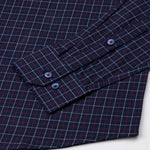 Santh Navy Blue Tattersall Check Cotton Shirt - John Ellies