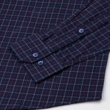 Santh Navy Blue Tattersall Check Cotton Shirt - John Ellies
