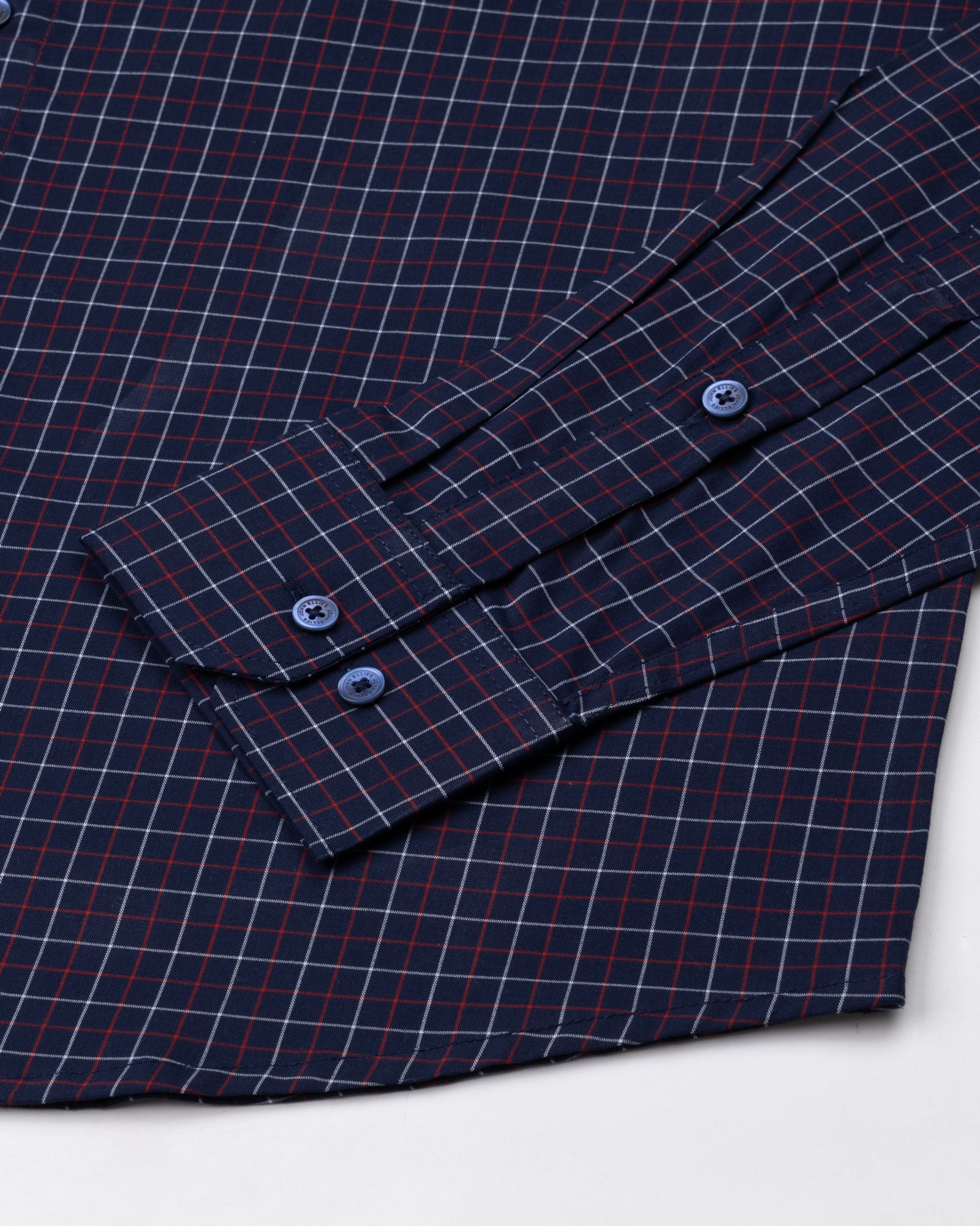 Santh Navy Blue Tattersall Check Cotton Shirt - John Ellies