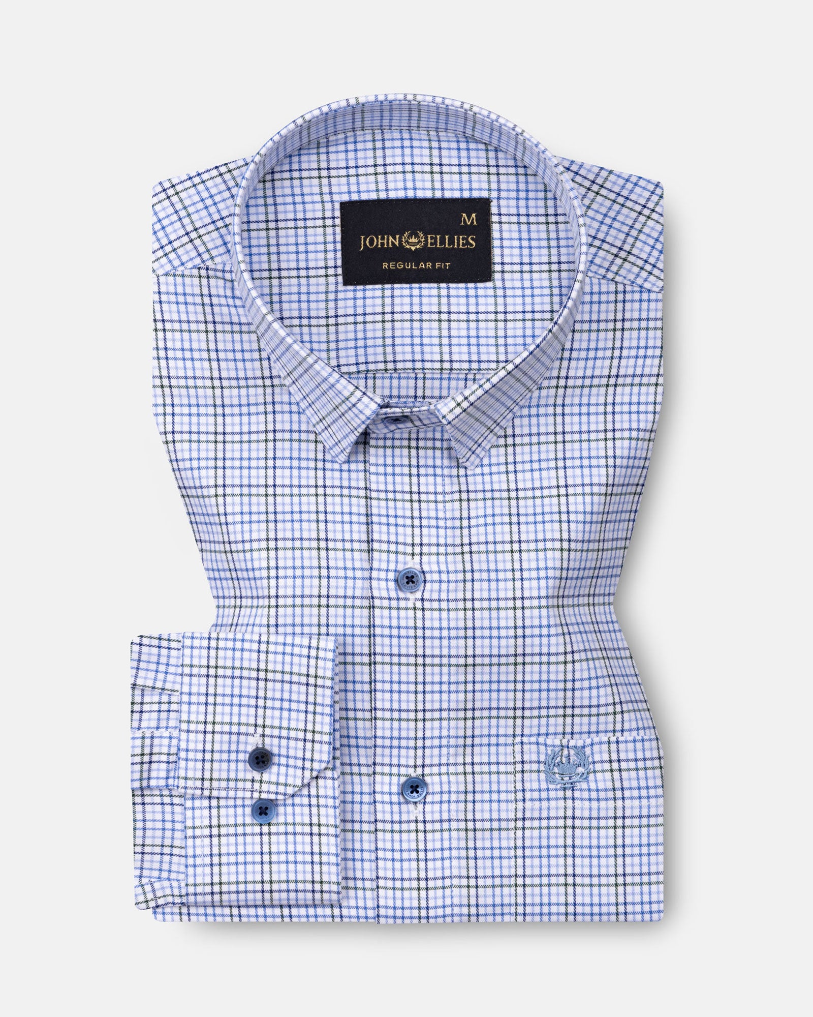 Santh White Tattersall Check Cotton Shirt - John Ellies