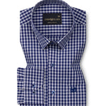 Santh Navy Blue & White Gingham Check Cotton Shirt - John Ellies