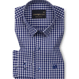 Santh Navy Blue & White Gingham Check Cotton Shirt - John Ellies