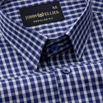 Santh Navy Blue & White Gingham Check Cotton Shirt - John Ellies