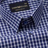 Santh Navy Blue & White Gingham Check Cotton Shirt - John Ellies