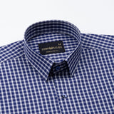 Santh Navy Blue & White Gingham Check Cotton Shirt - John Ellies