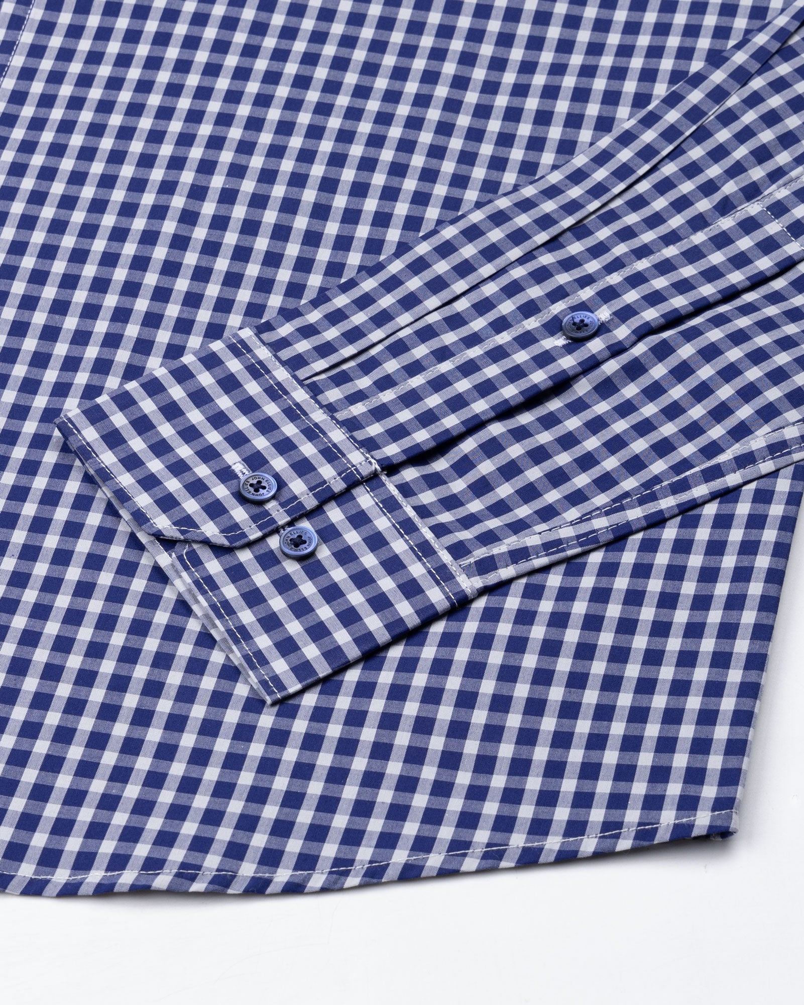 Santh Navy Blue & White Gingham Check Cotton Shirt - John Ellies