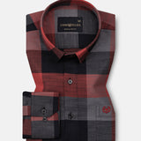 Santh Red & Black Buffalo Check Cotton Shirt
