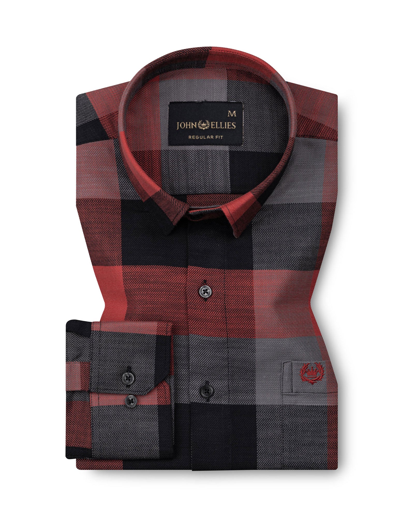 Santh Red & Black Buffalo Check Cotton Shirt - John Ellies