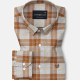 Santh Orange Check Cotton Shirt - John Ellies