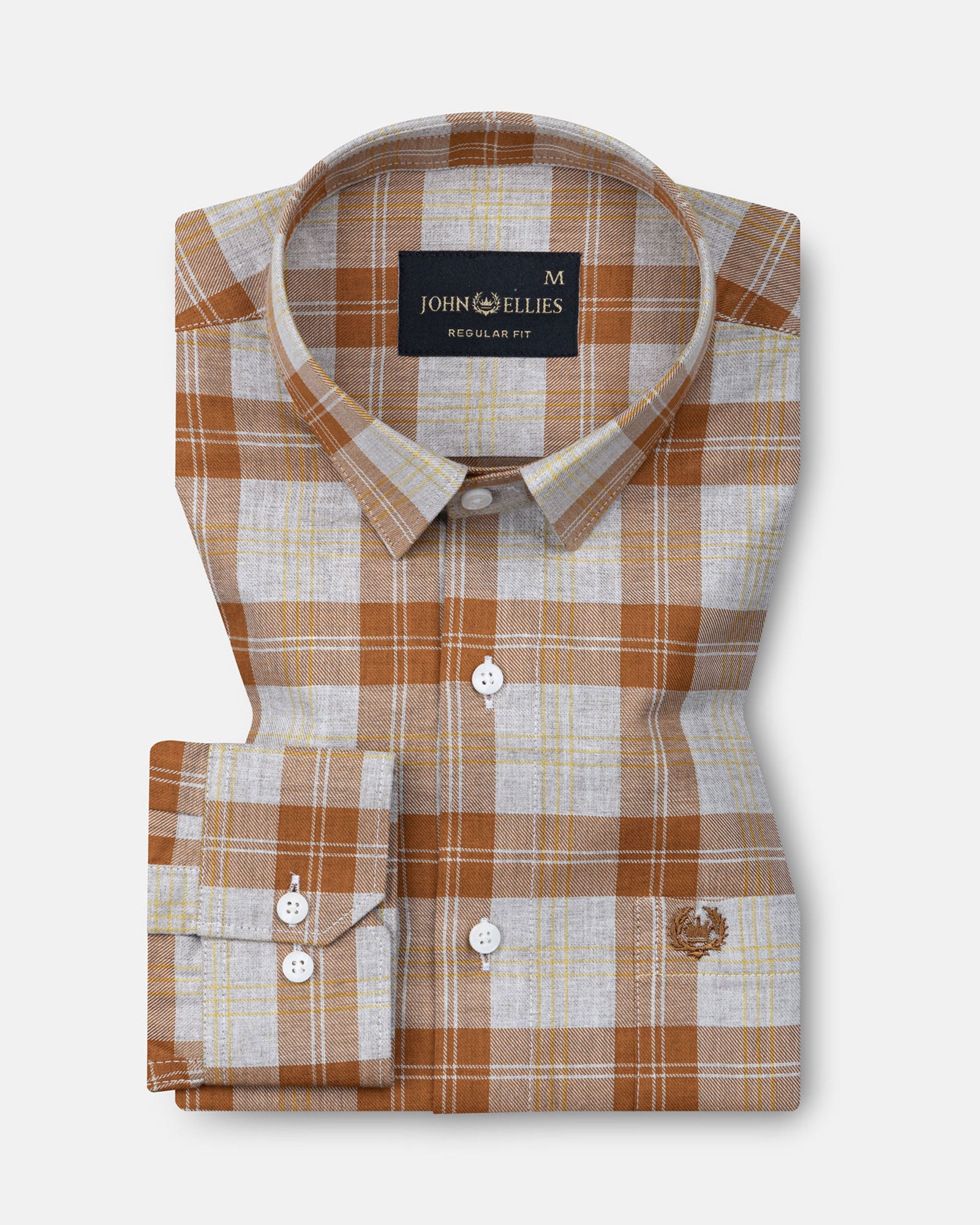 Santh Orange Check Cotton Shirt - John Ellies