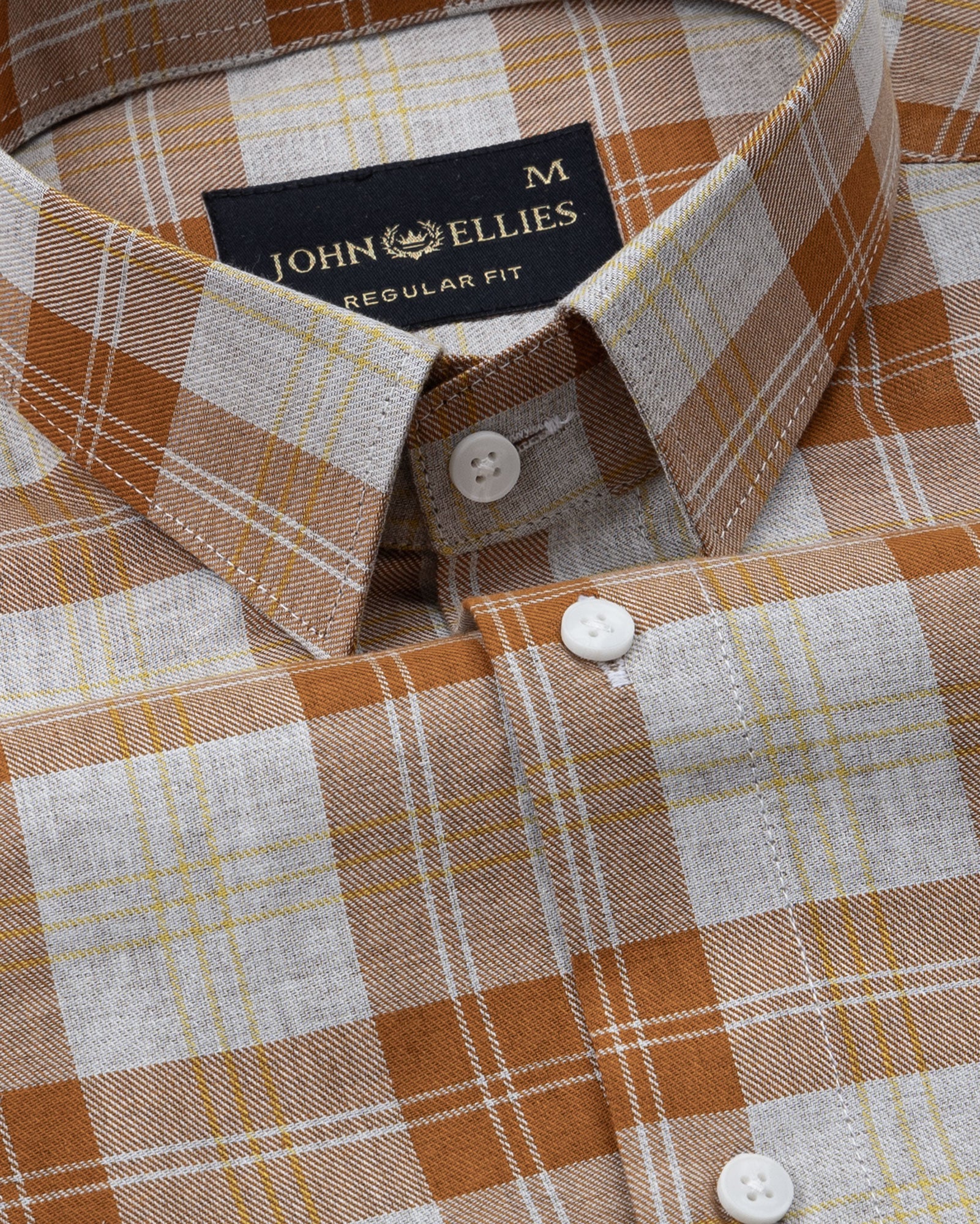 Santh Orange Check Cotton Shirt - John Ellies