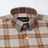 Santh Orange Check Cotton Shirt - John Ellies