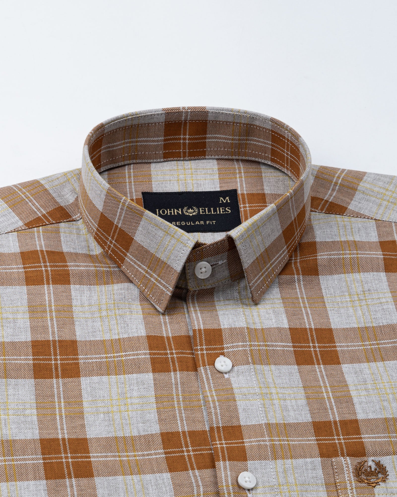 Santh Orange Check Cotton Shirt - John Ellies