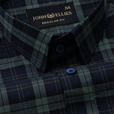 Santh Green & Navy Blue Tartan Check Cotton Shirt - John Ellies