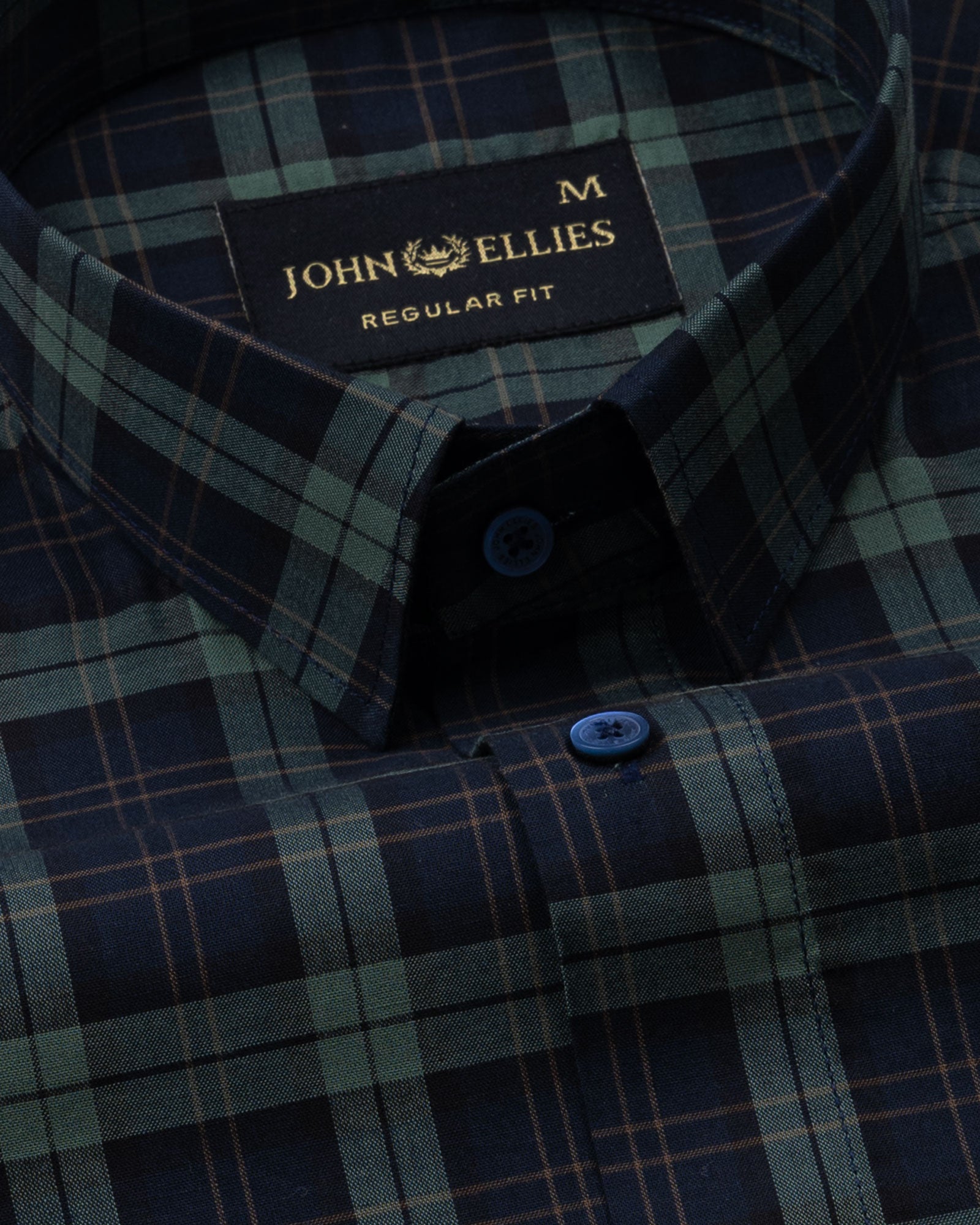 Santh Green & Navy Blue Tartan Check Cotton Shirt - John Ellies