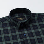 Santh Green & Navy Blue Tartan Check Cotton Shirt - John Ellies