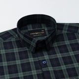Santh Green & Navy Blue Tartan Check Cotton Shirt - John Ellies