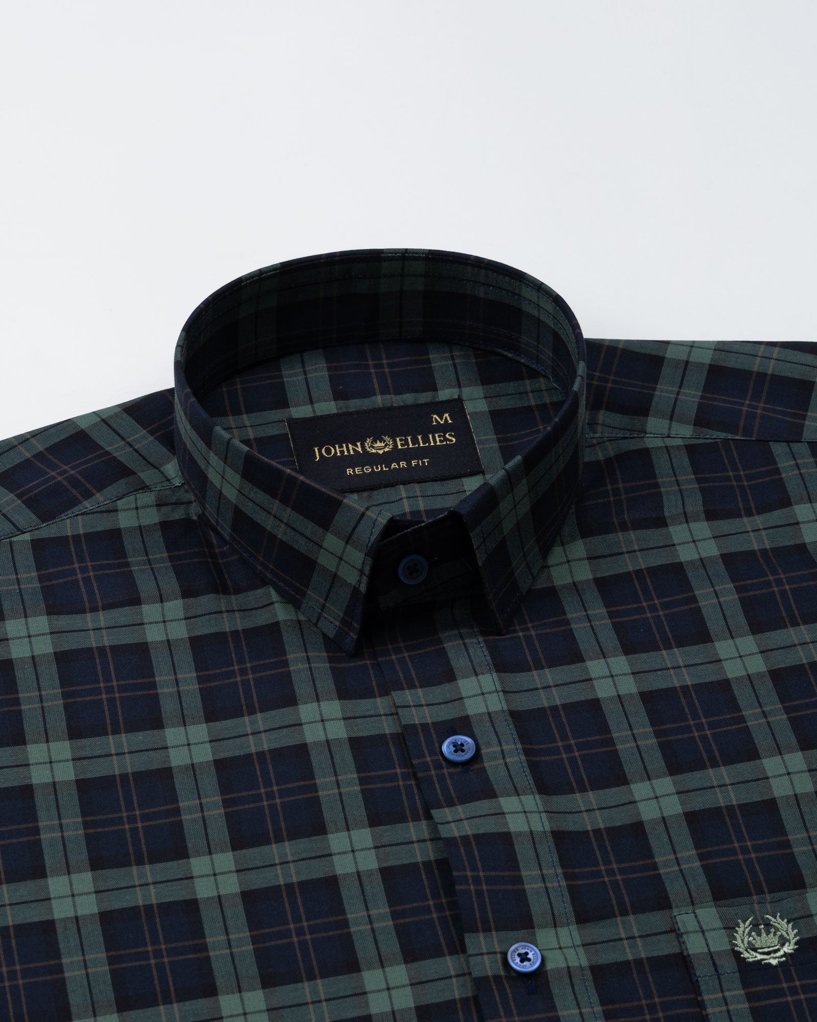 Santh Green & Navy Blue Tartan Check Cotton Shirt - John Ellies