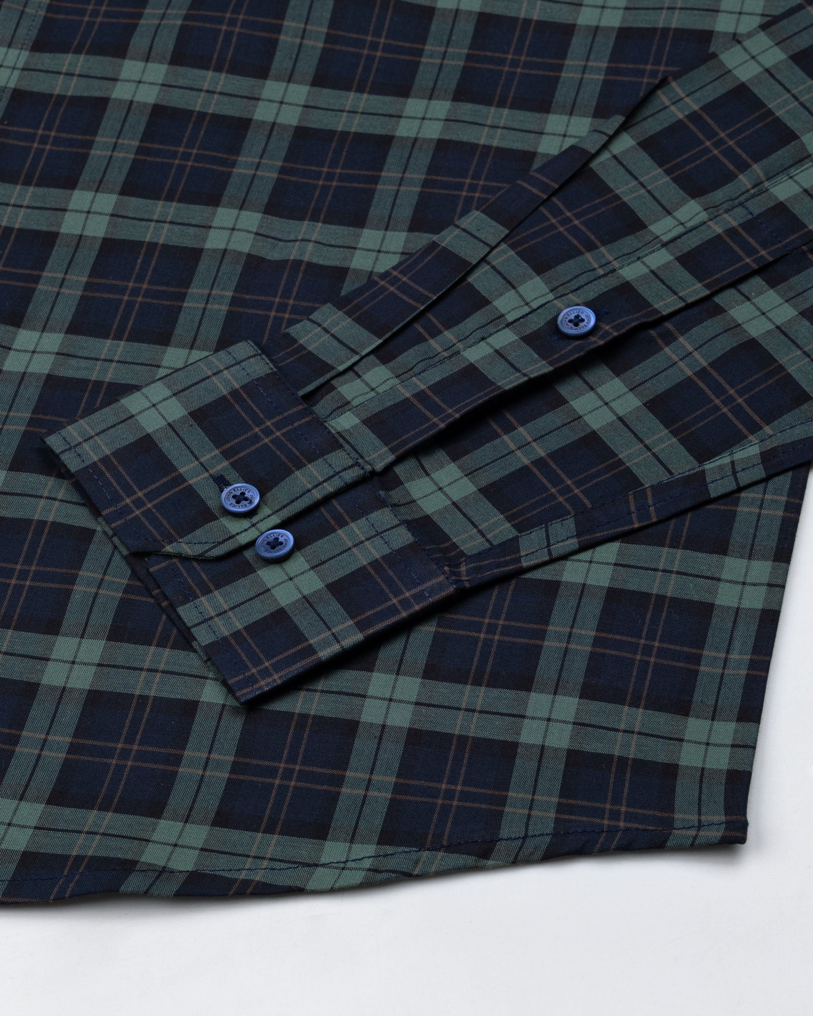 Santh Green & Navy Blue Tartan Check Cotton Shirt - John Ellies