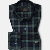 Santh Green & Navy Blue Tartan Check Cotton Shirt - John Ellies