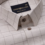 Santh Beige Windowpane Check Cotton Shirt - John Ellies