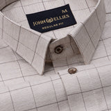 Santh Beige Windowpane Check Cotton Shirt - John Ellies
