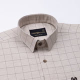 Santh Beige Windowpane Check Cotton Shirt - John Ellies