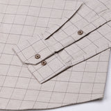 Santh Beige Windowpane Check Cotton Shirt - John Ellies