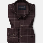 Santh Brown Windowpane Check Cotton Shirt - John Ellies