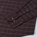 Santh Brown Windowpane Check Cotton Shirt - John Ellies