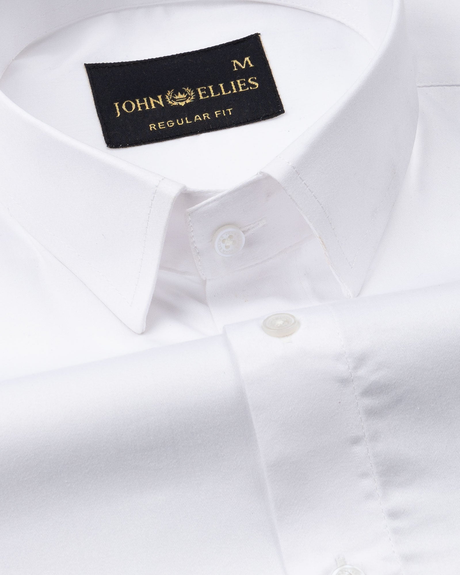 Rezos White Plain Premium Cotton Shirt - John Ellies