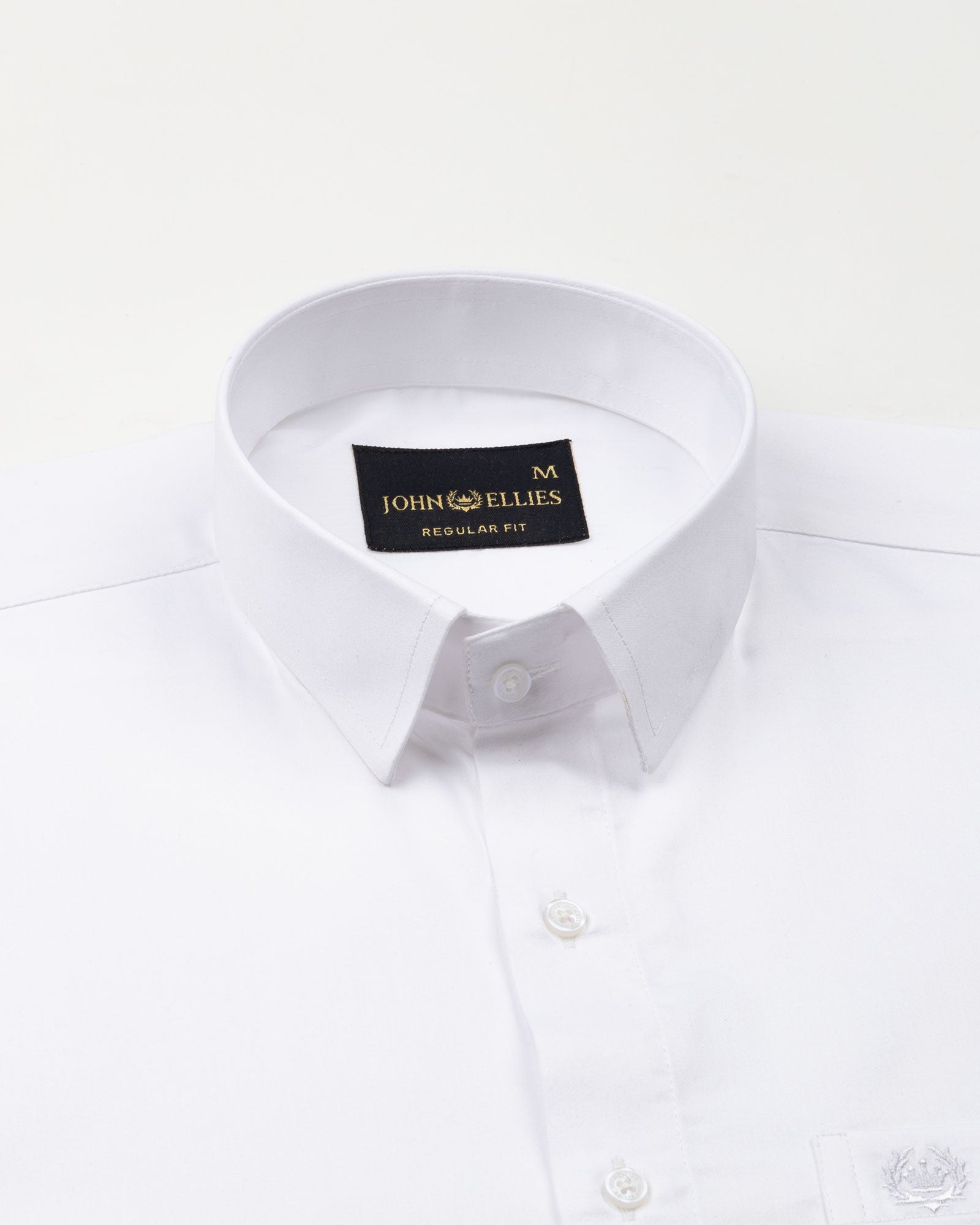 Rezos White Plain Premium Cotton Shirt - John Ellies