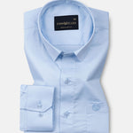 Rezos Sky Blue Plain Premium Cotton Shirt - John Ellies