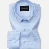 Rezos Sky Blue Plain Premium Cotton Shirt - John Ellies
